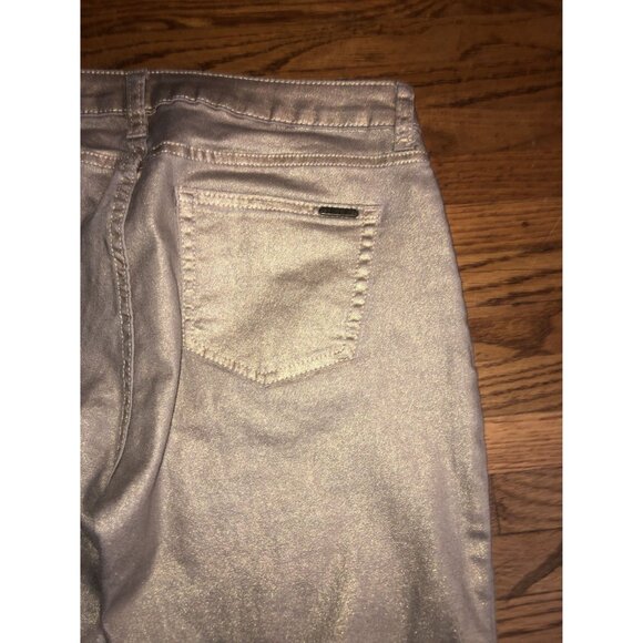 Jennifer Lopez Metallic Gold Glitter Reflective Straight-Leg Pants Size 8 - Picture 13 of 16